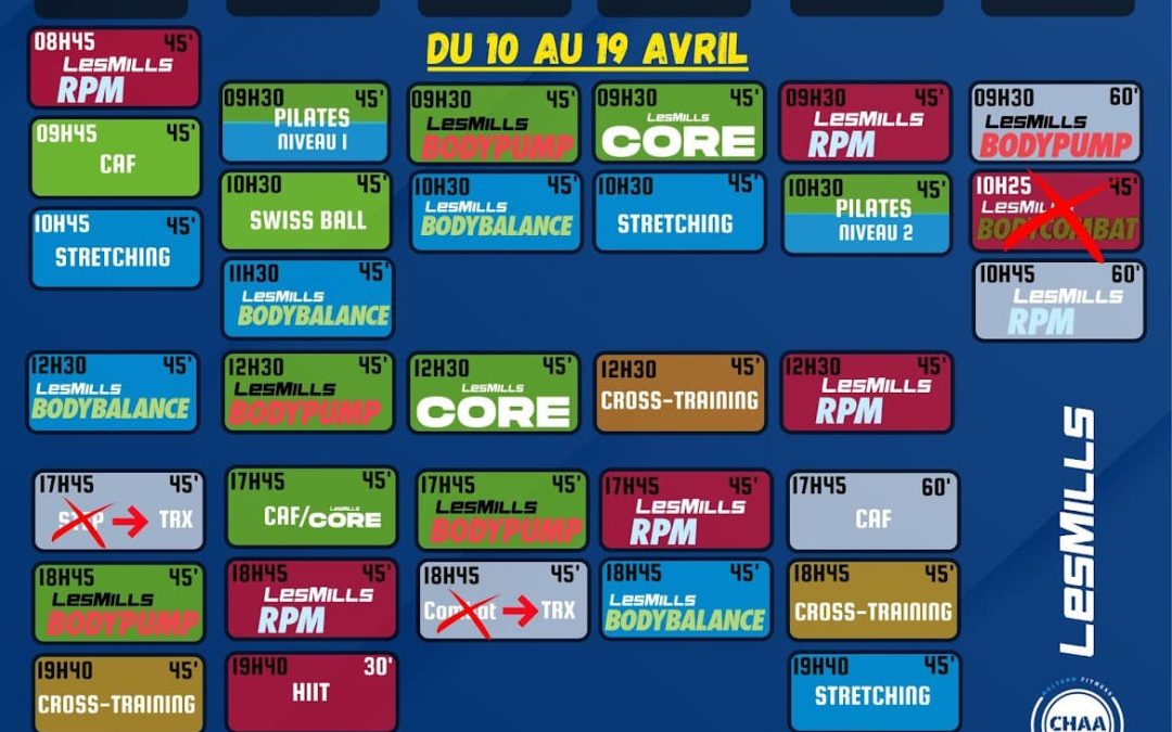 ATTENTION PETITES MODIFICATIONS DE PLANNING POUR LES VACANCES DE PAQUES